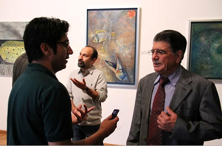 بازدید استاد شجریان و اصغر فرهادی از نمایشگاه ماهی و مرجان